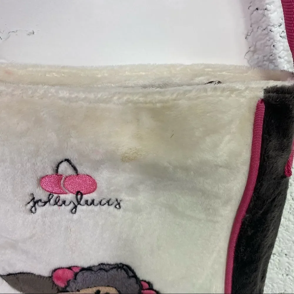 NEW NICI Jolly Luccy sheep print white pink faux velvet crossbody / shoulder bag